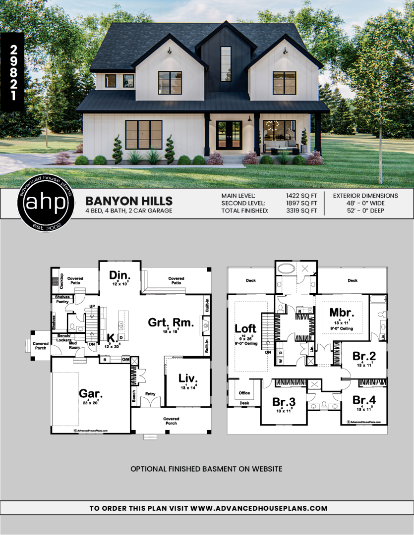 2 Story Modern Farmhouse Style Plan Banyon Hills House plans