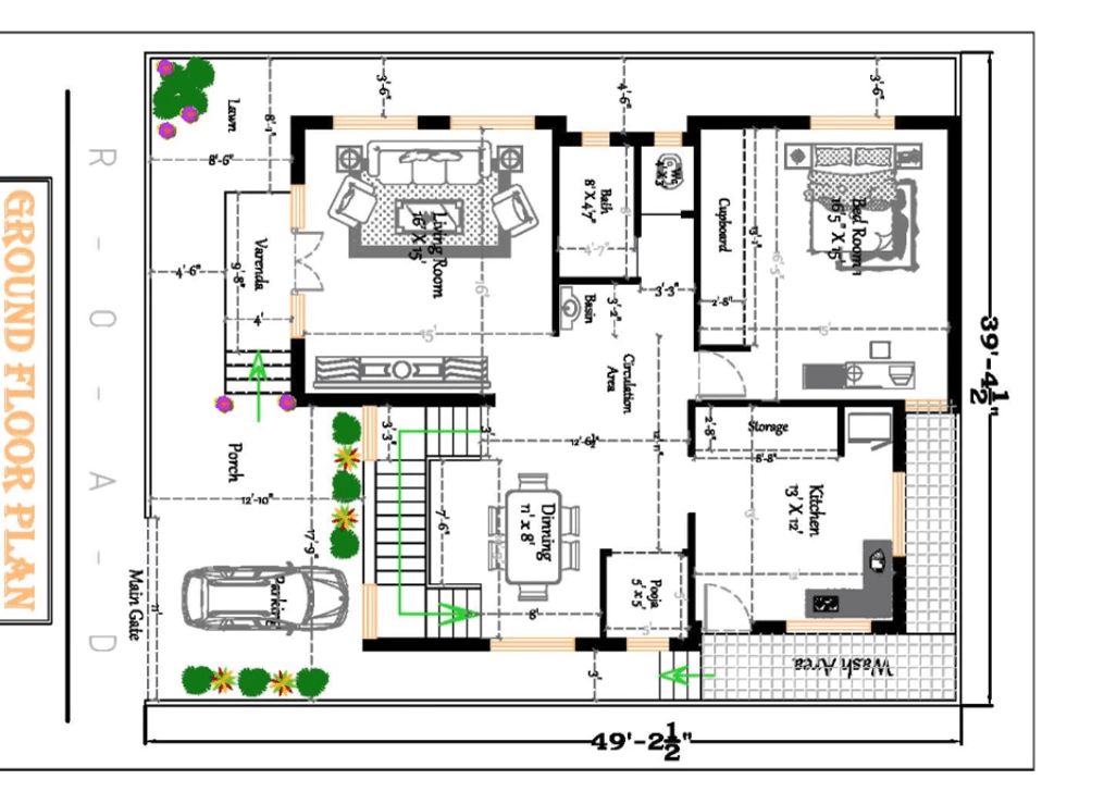 40x50 duplex house plan in 2000 sq ft plot area DK 3D Home Design