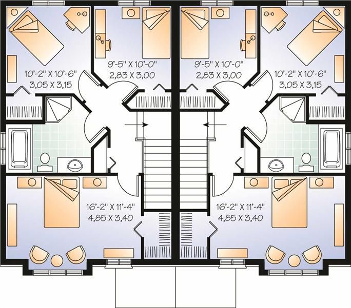 Floor Plan Second Story Duplex house plans, House plans, Family house