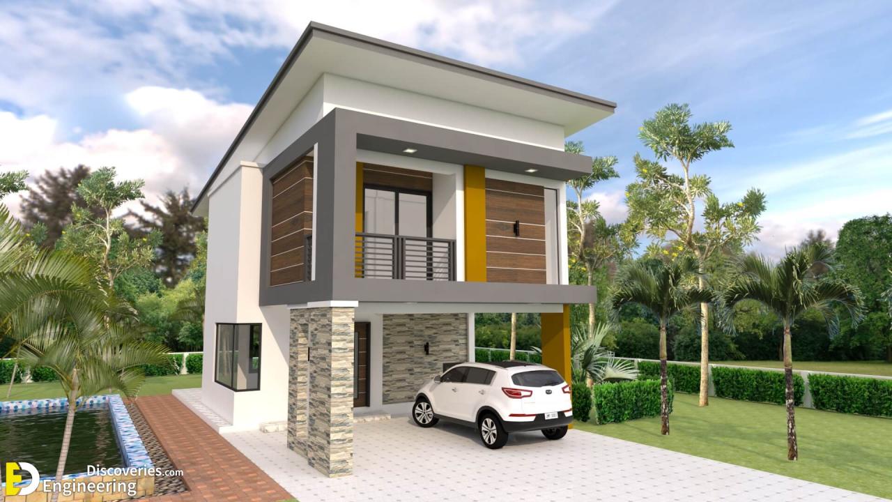 Two Storey House Plan With 3 Bedrooms And 2Car Garage Engineering