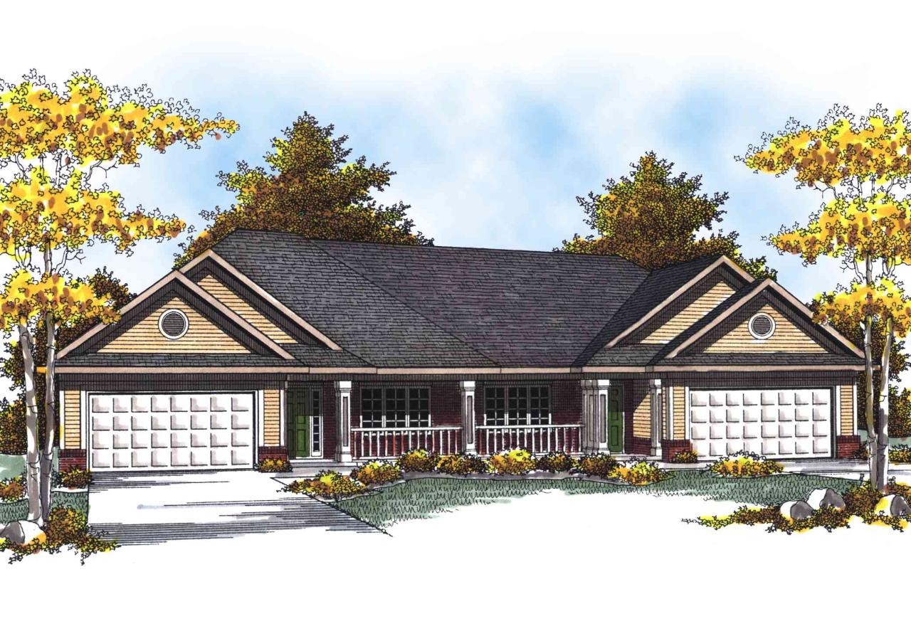 Traditional Ranch Duplex Home Plan 89293AH Architectural Designs