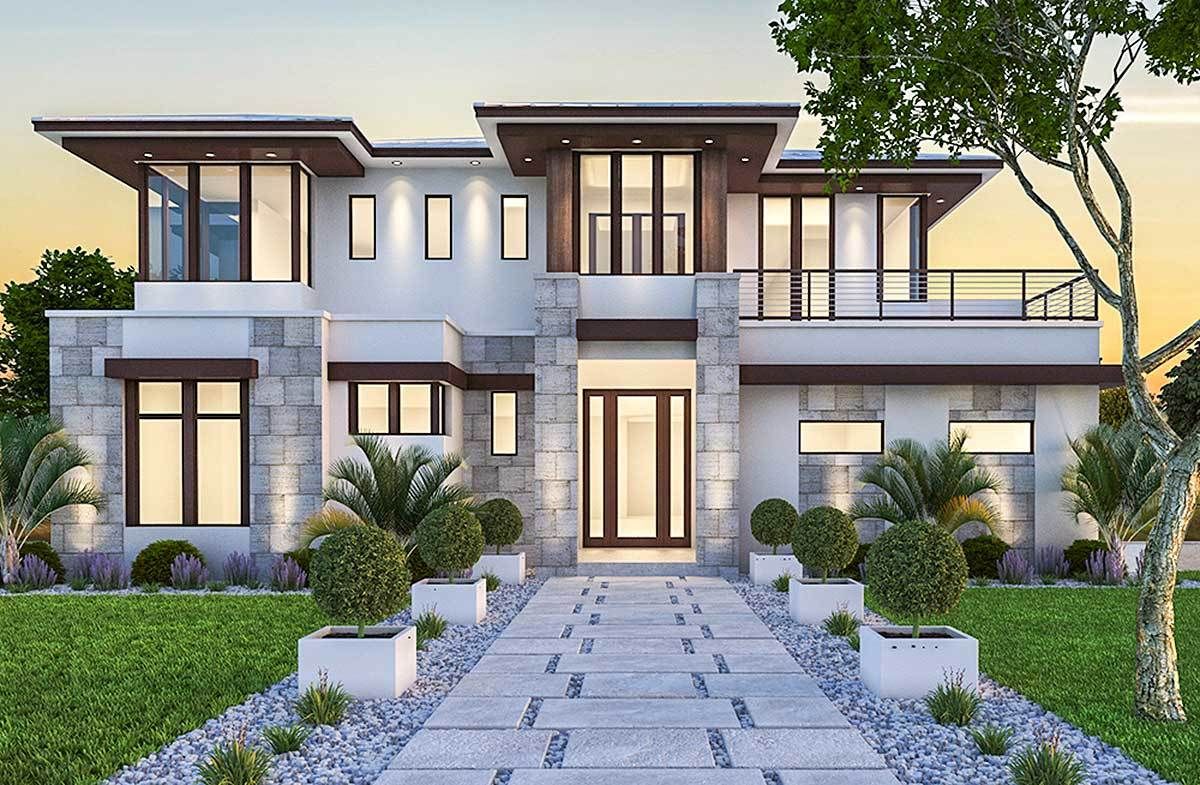 Plan 86033BW Spacious, Upscale Contemporary with Multiple Second Floor