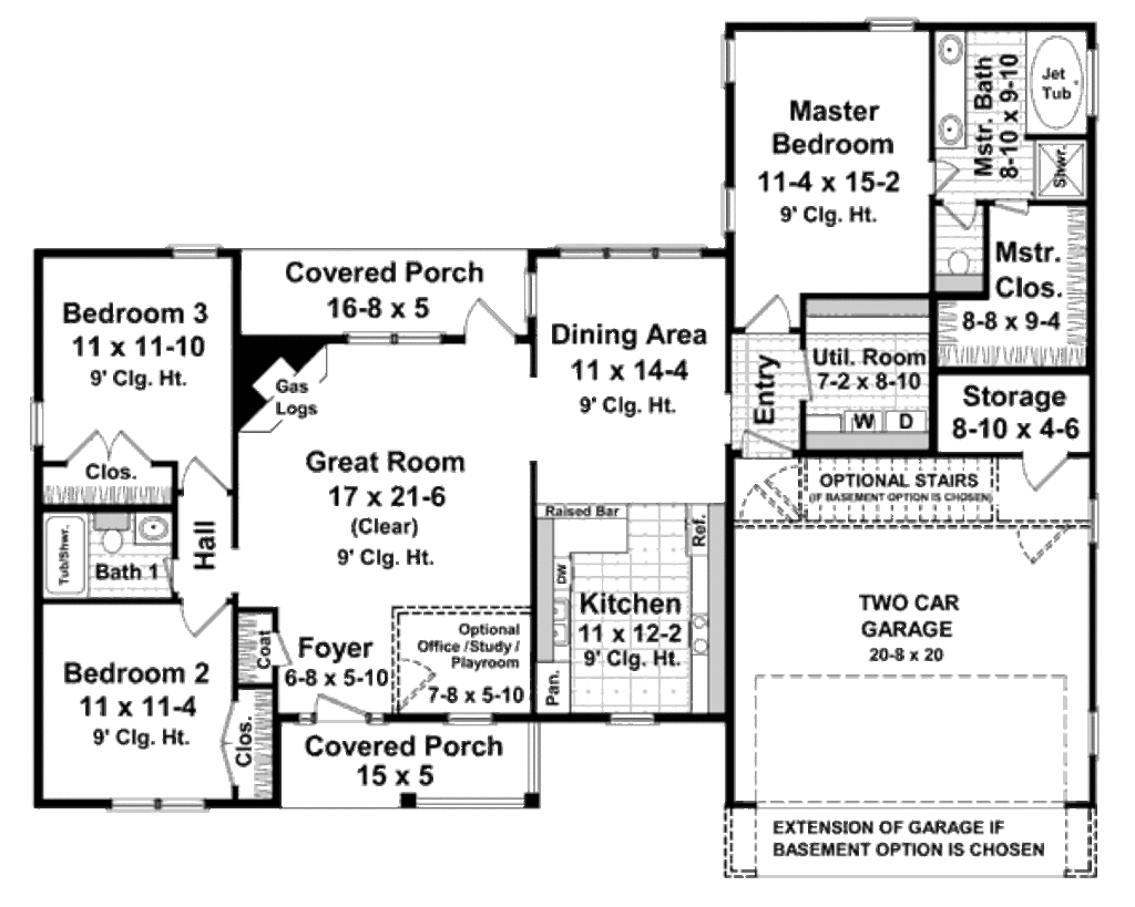 Ranch Style House Plan 3 Beds 2 Baths 1600 Sq/Ft Plan 21143