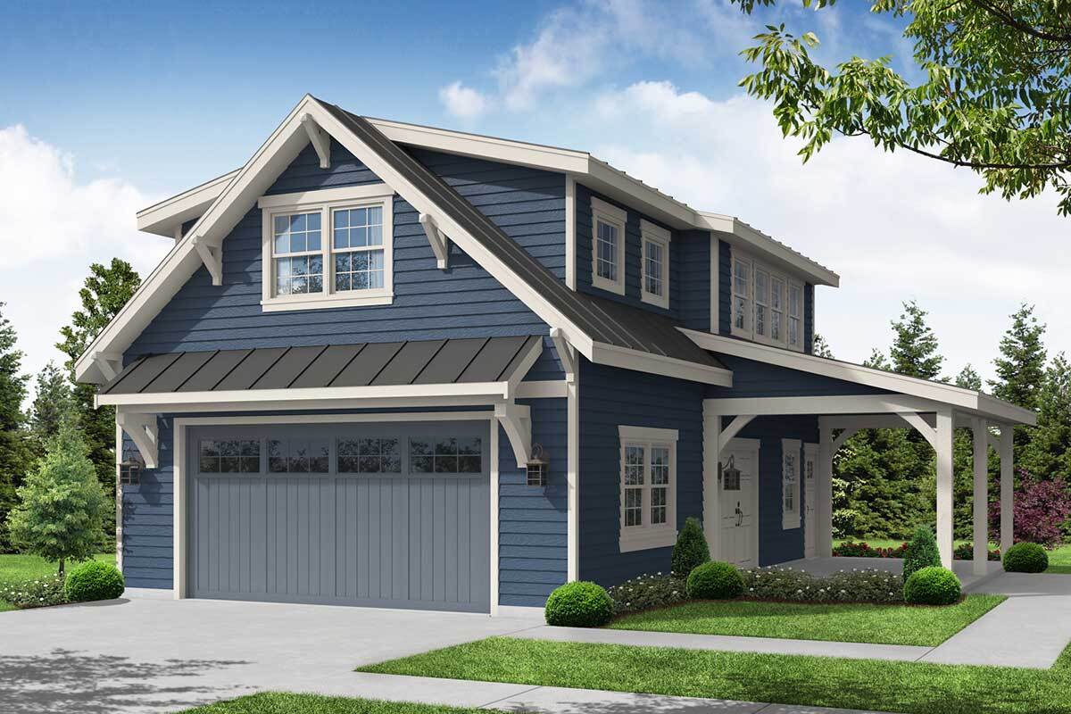 Detached Garage with Second Floor Apartment Loft 720034DA