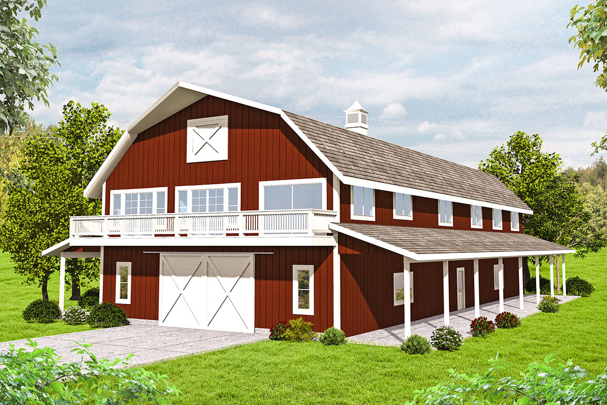 Terrific Storage in BarnStyle House Plan 35567GH Architectural