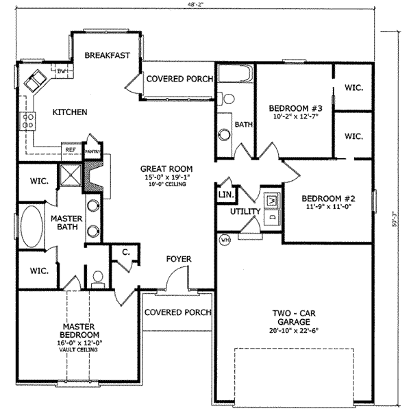 European Style House Plan 3 Beds 2 Baths 1550 Sq/Ft Plan 412116