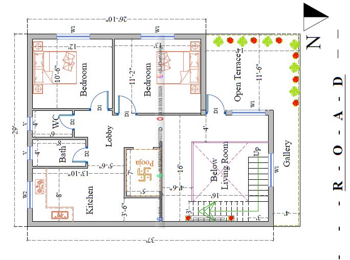 1000 Sq Ft G+1 House Plan 4BHK Duplex House Plan With Car Parking