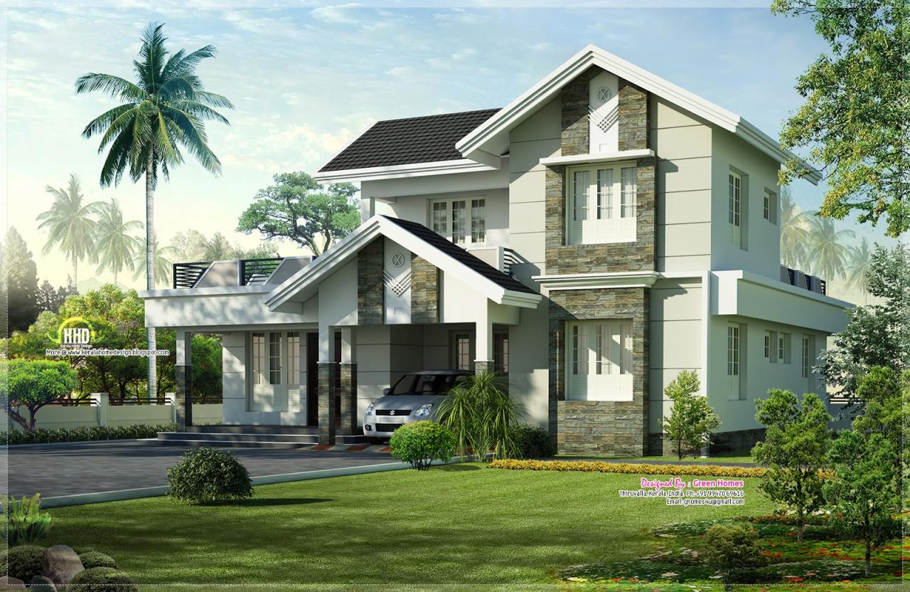 1975 sq.feet nice home exterior design Home Kerala Plans