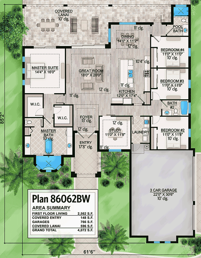 One Story House Plan With Open Floor Plan 86062BW Architectural