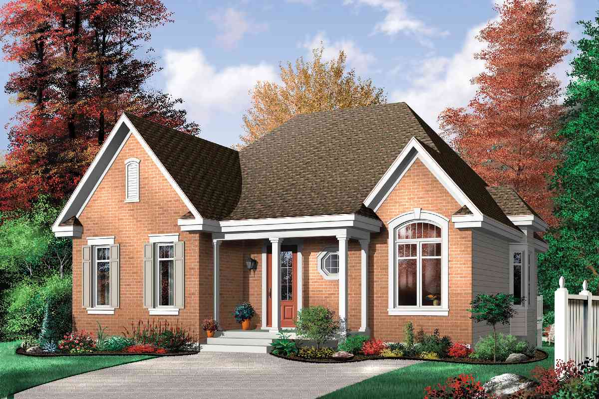 Economical Three Bedroom Brick House Plan 21270DR 1st Floor Master