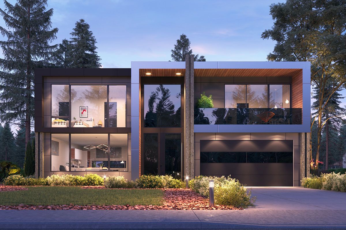Plan 666095RAF Contemporary TwoStory House Plan with Open Concept