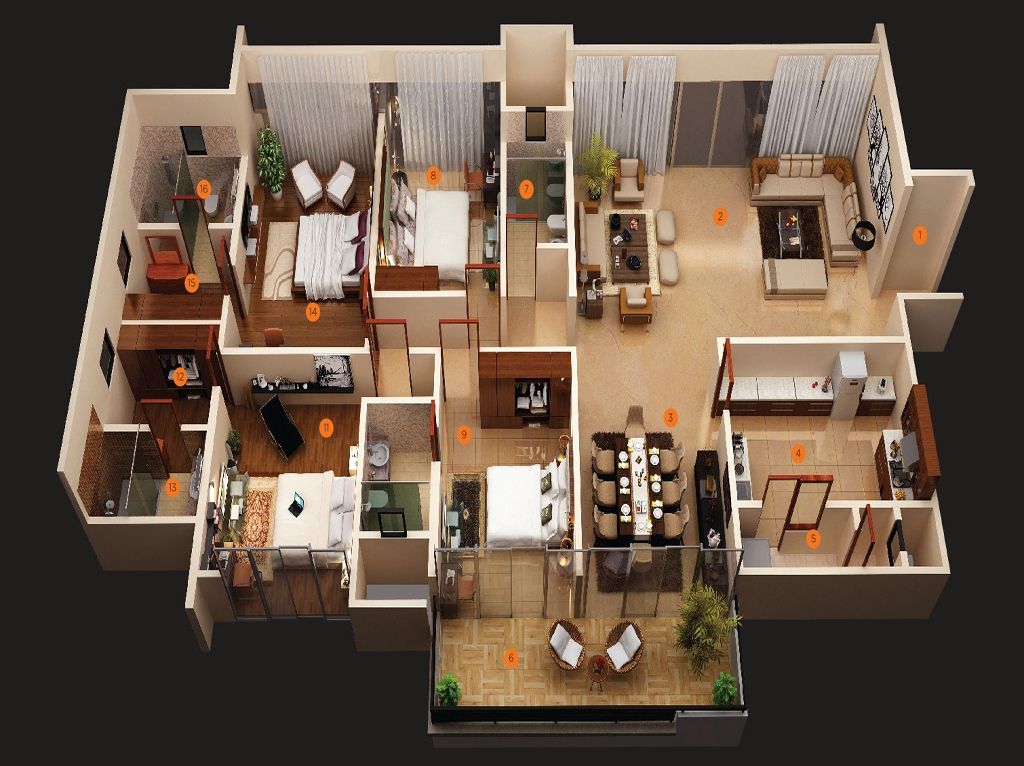 4 Bedroom Floor Plans With Wrap Around Porch 3d house plans, 4