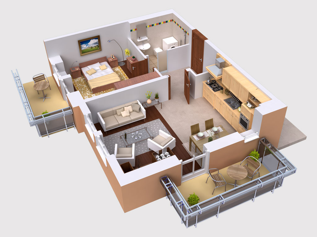 LuckyDesigners & Builders 3D FLOOR PLAN