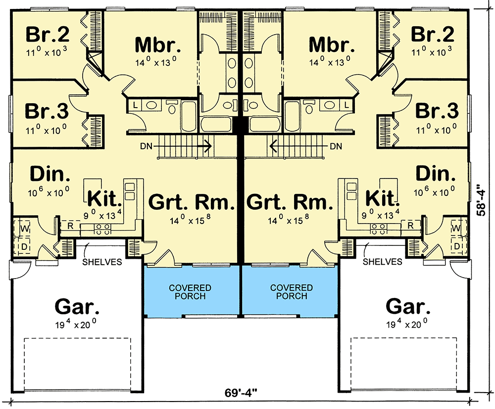 Traditional MultiFamily Home Plan 40393DB Architectural Designs