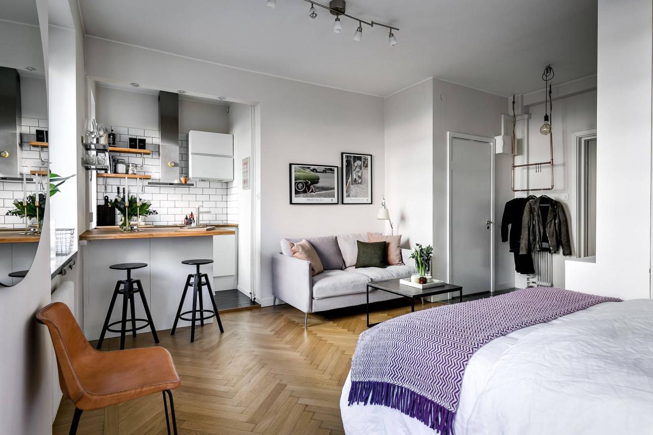 Cozy oneroom apartment in perfect style Apartment bedroom decor
