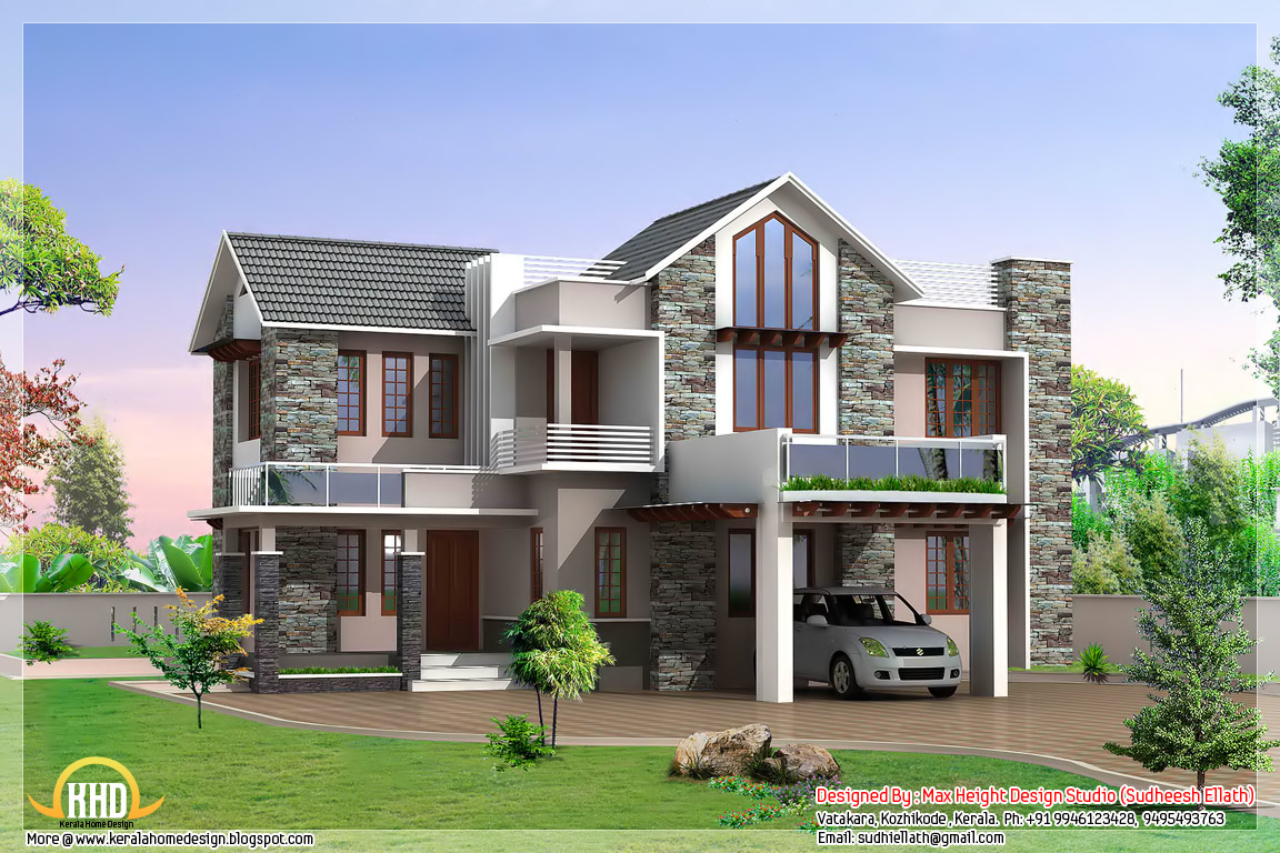 3 beautiful modern home elevations Kerala House Design Idea