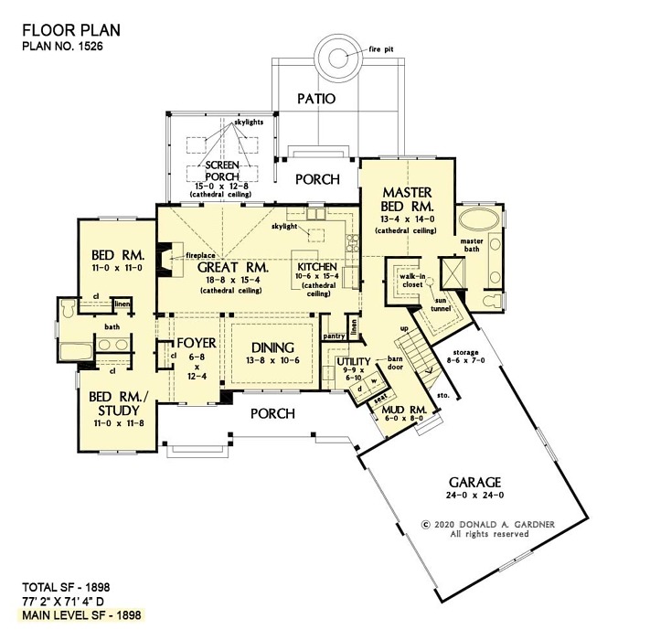 House Plan 1526 Modest OneStory Don Gardner Architects