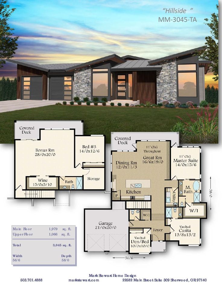 Hillside House Plan Modern Daylight Home Design with Basement in 2021
