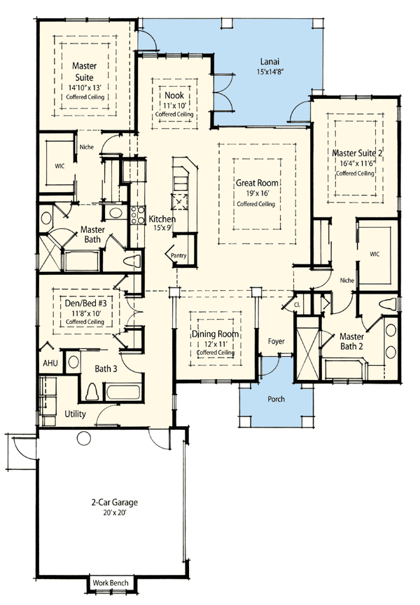 Dual Master Suite Energy Saver 33093ZR 1st Floor Master Suite, CAD