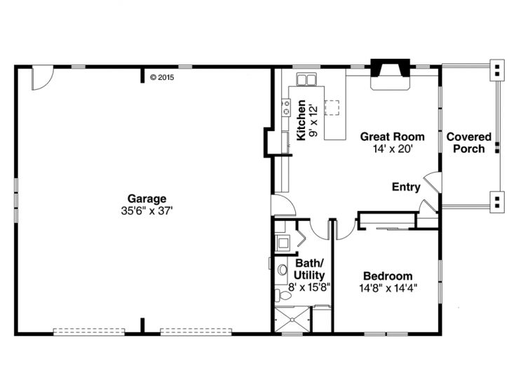 Garage Apartment Plans 1Story Garage Apartment Plan with 2Car