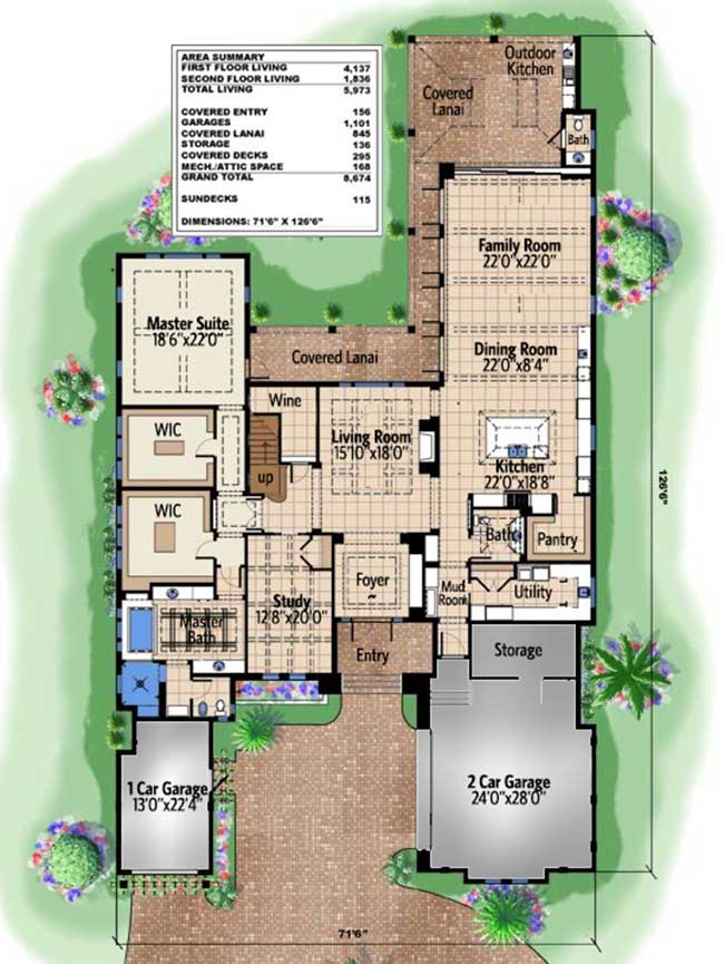 Coastal Contemporary 2 Story Home Plan 66309WE Architectural