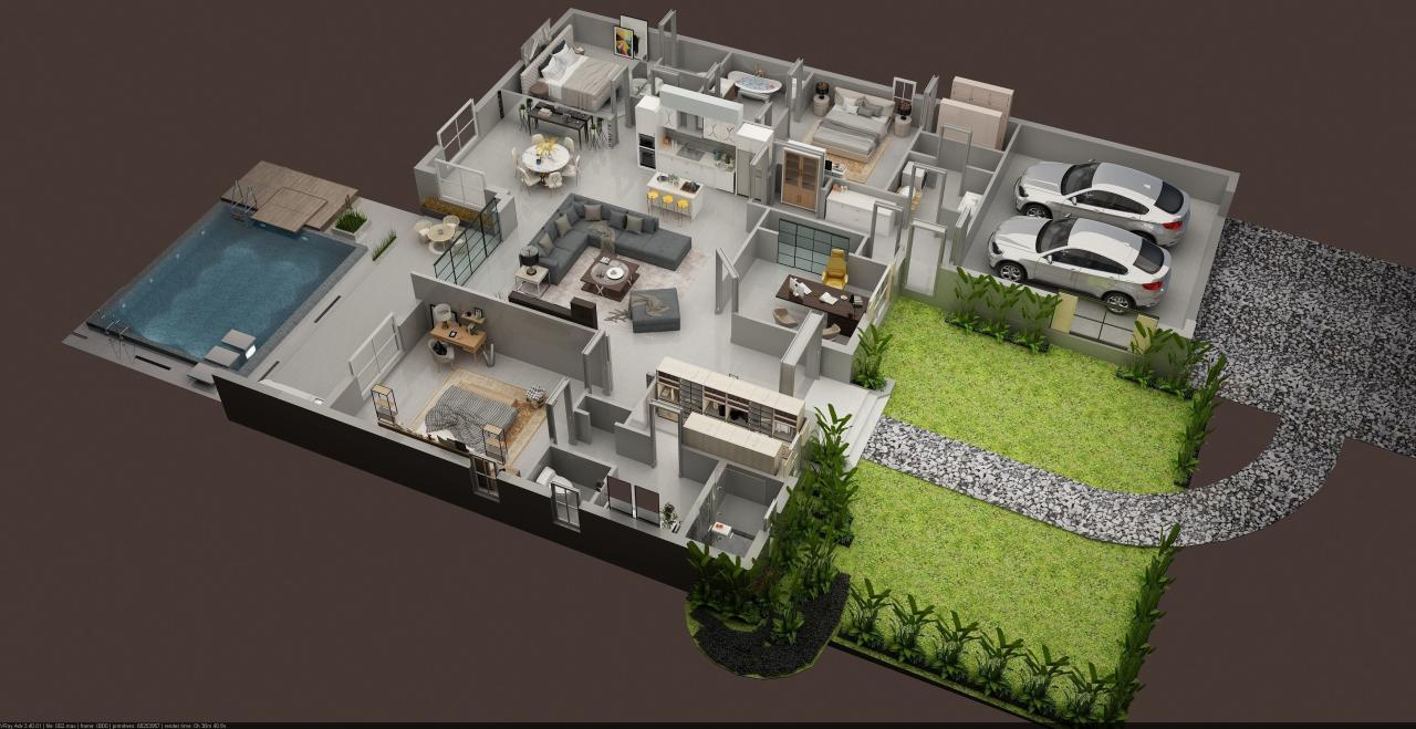 Luxury 3d Floor plan of residential House 3D model MAX House 3d model