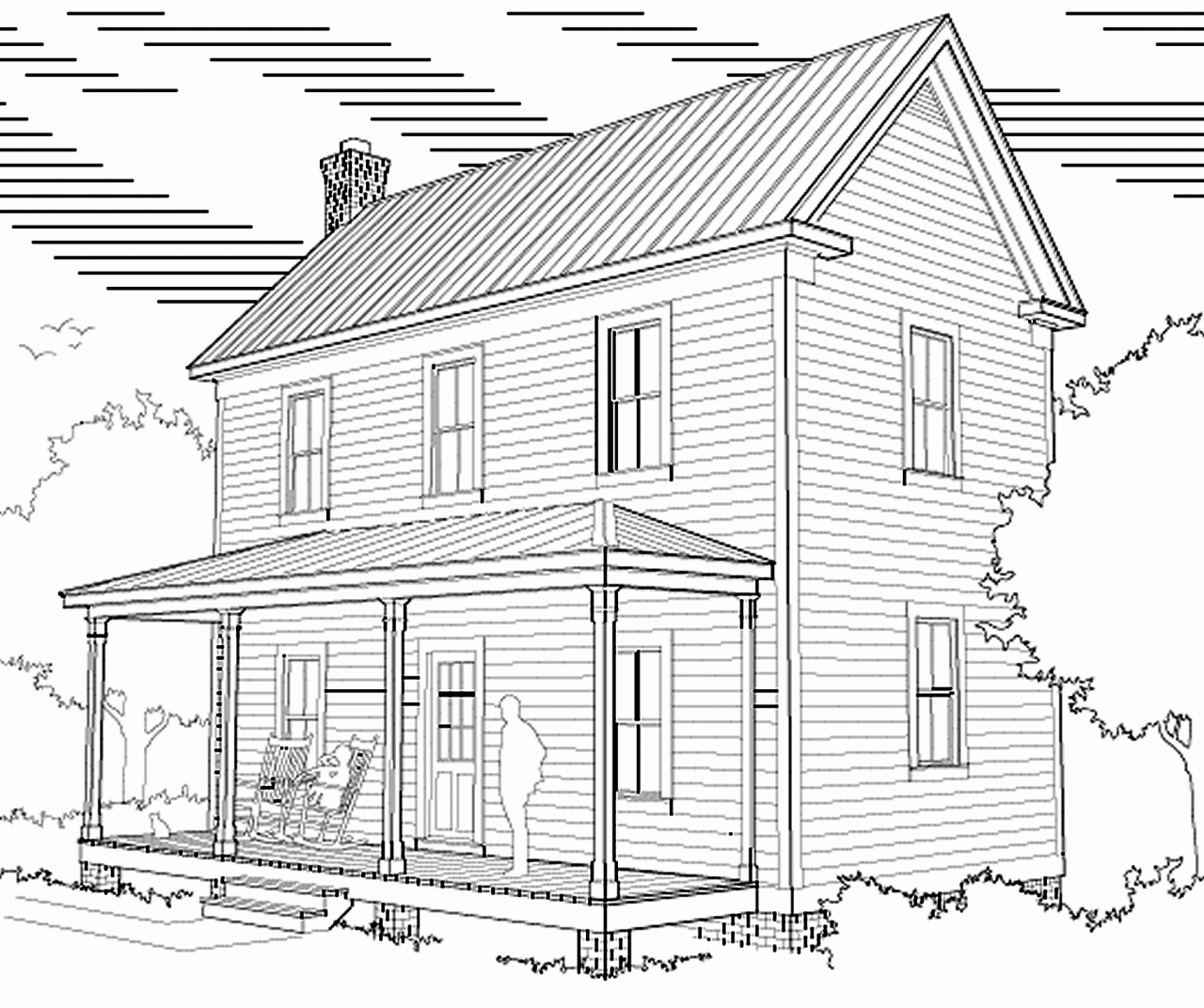 Two Story 16′ x 32′ Virginia Farmhouse House Plans Project Small House