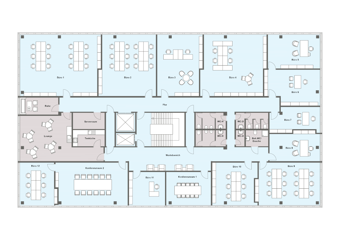 Office floor plan Office space types and layouts
