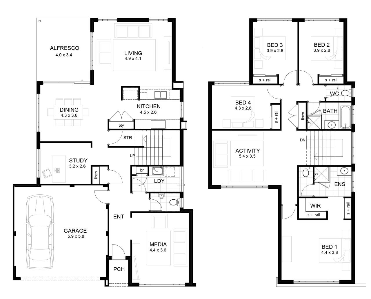 free house floor plans 300 view floorplans Double storey house plans