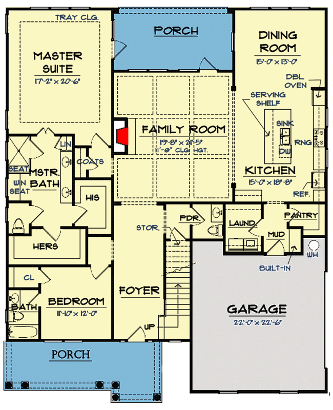 TwoStory Southern Home Plan with MainLevel Master Bedroom 740011LAH