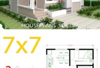 04482820240430-e0ce6b84da32fc162b1f210588dbd3d2 Small House Design 7x7 with 2 Bedrooms House Plans 3D Small house