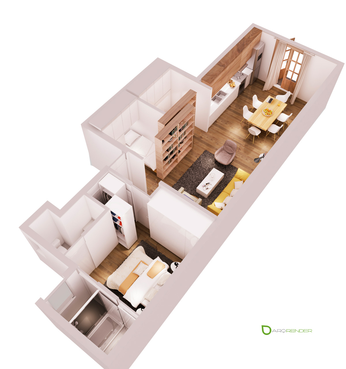 Small Apartments With Cheerful Colorful Accents