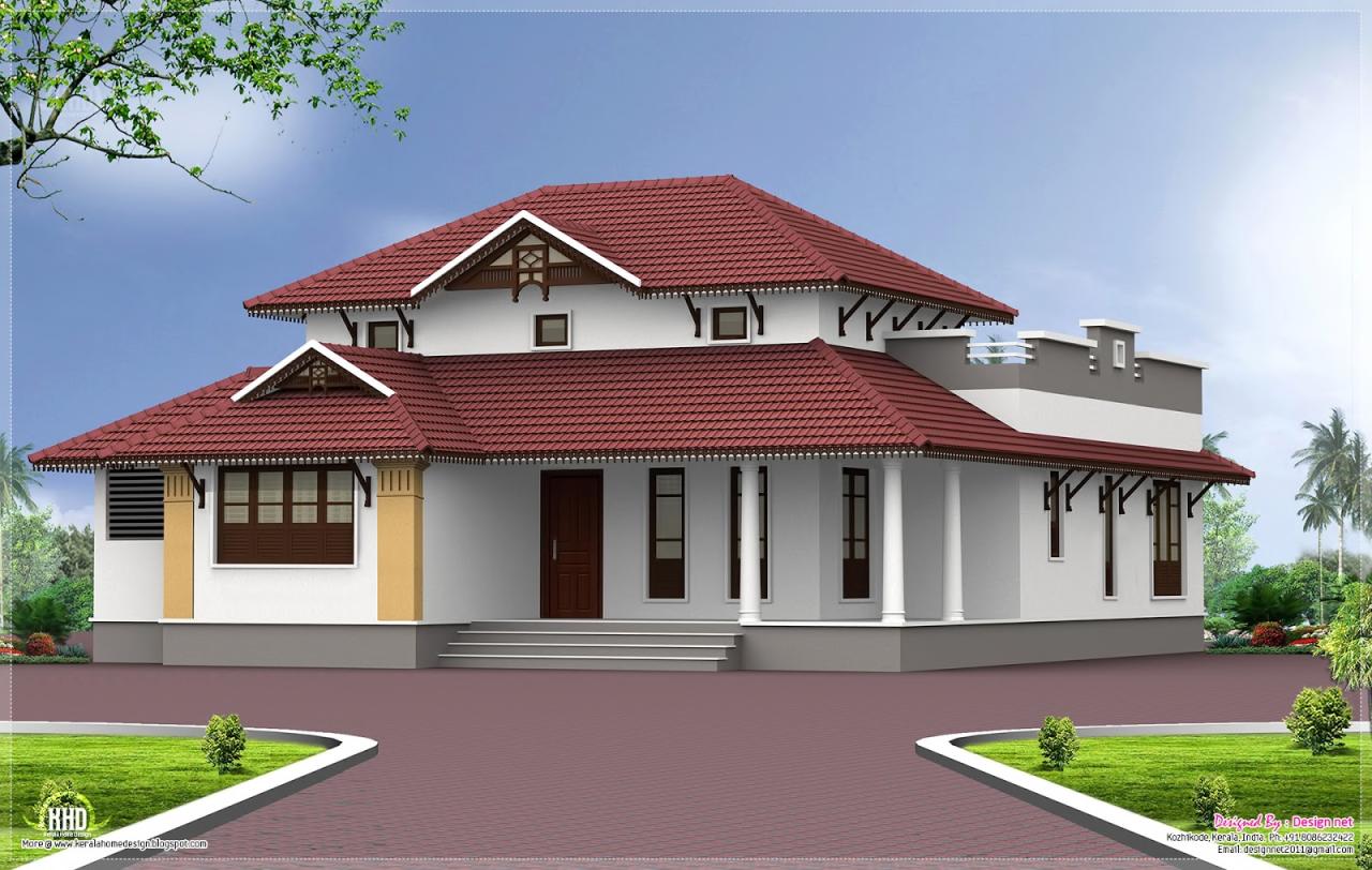 Single storey home exterior in 1650 sq.feet Kerala home design and