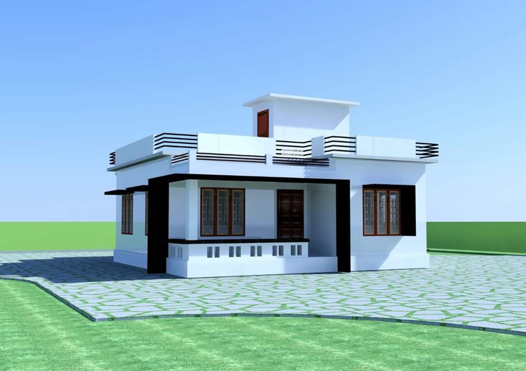 900 Sq Ft 2 Bedroom Single Floor Low Budget Modern House and Plan