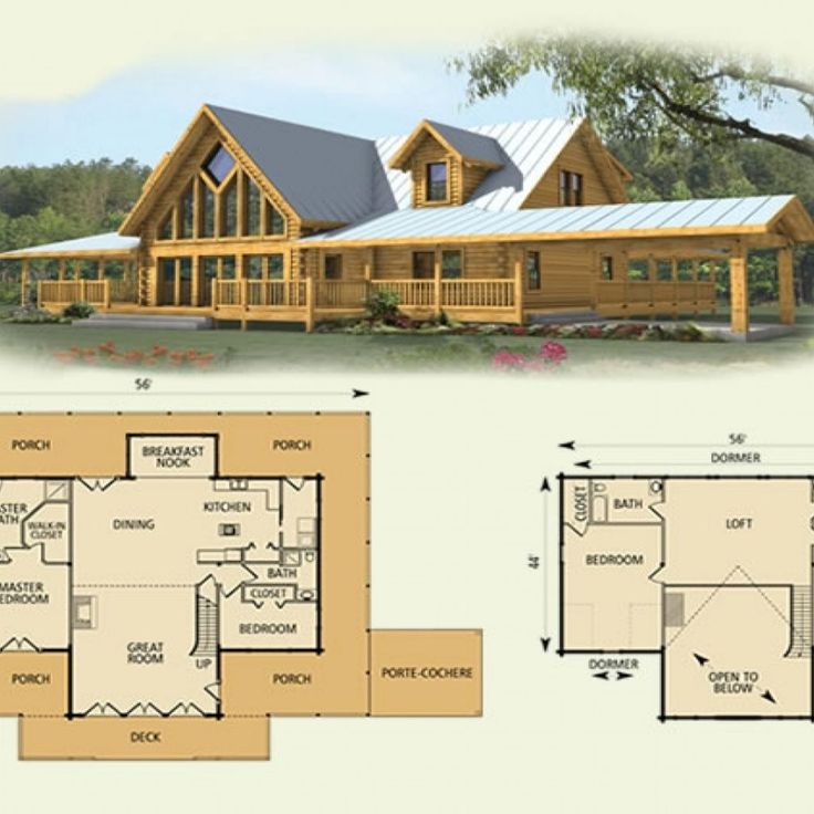 Open Floor Plans With Loft Log cabin floor plans, Log cabin flooring