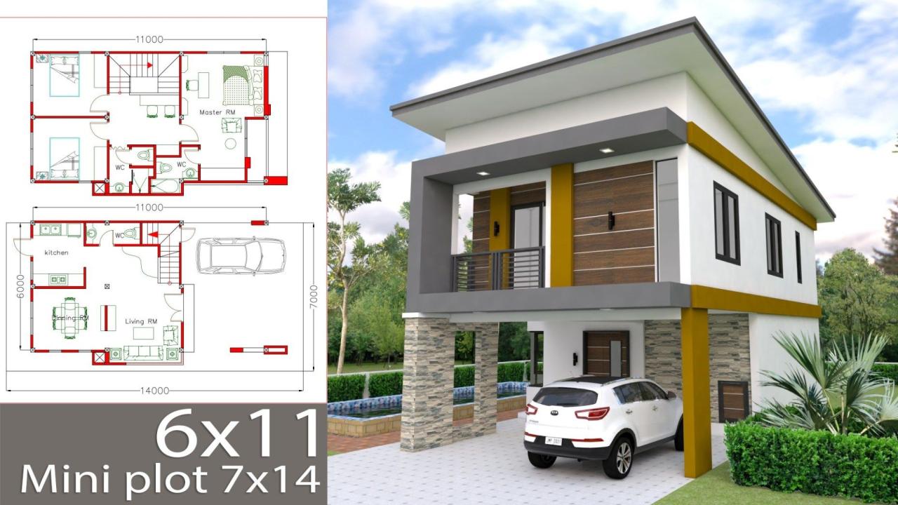 House Plans 6x11m with 3 Bedrooms Sam House Plans Two story house