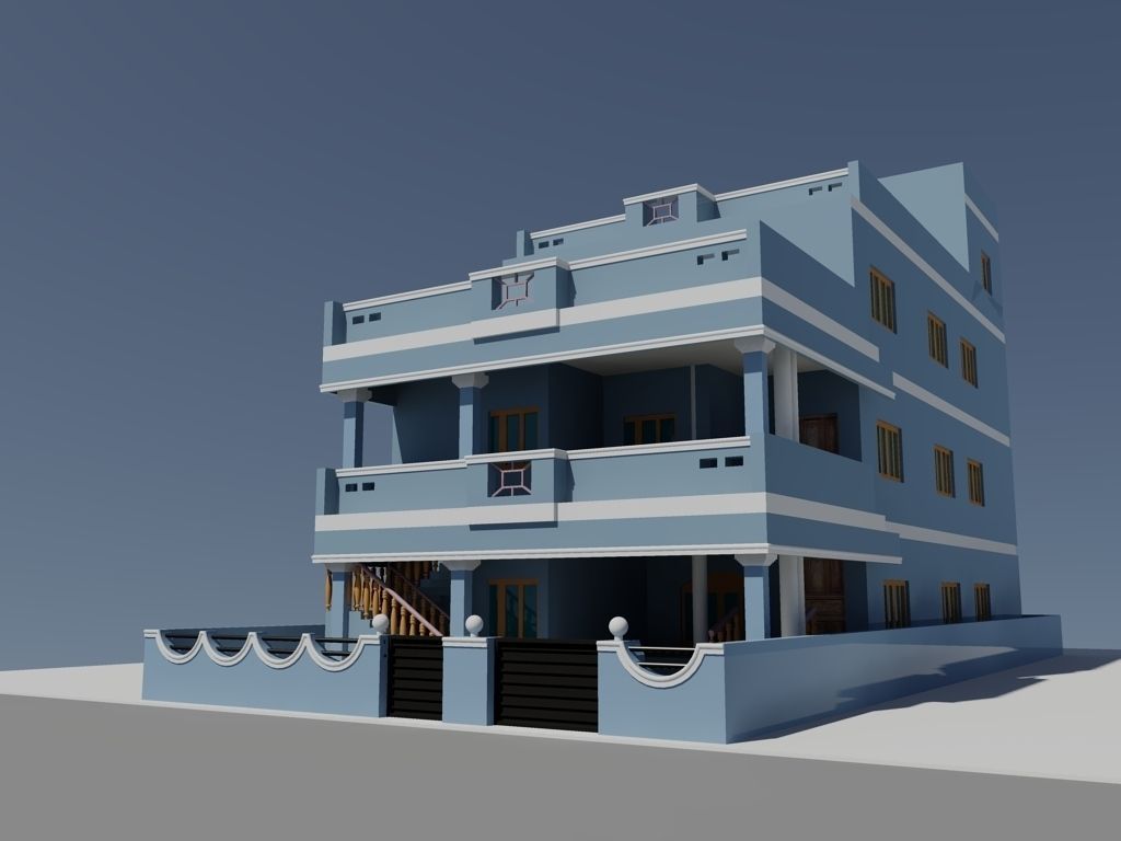 Duplex House free 3D model CGTrader
