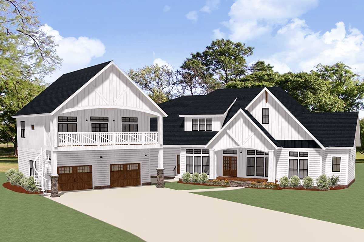 Plan 46384LA New American House Plan with Separate Garage Apartment