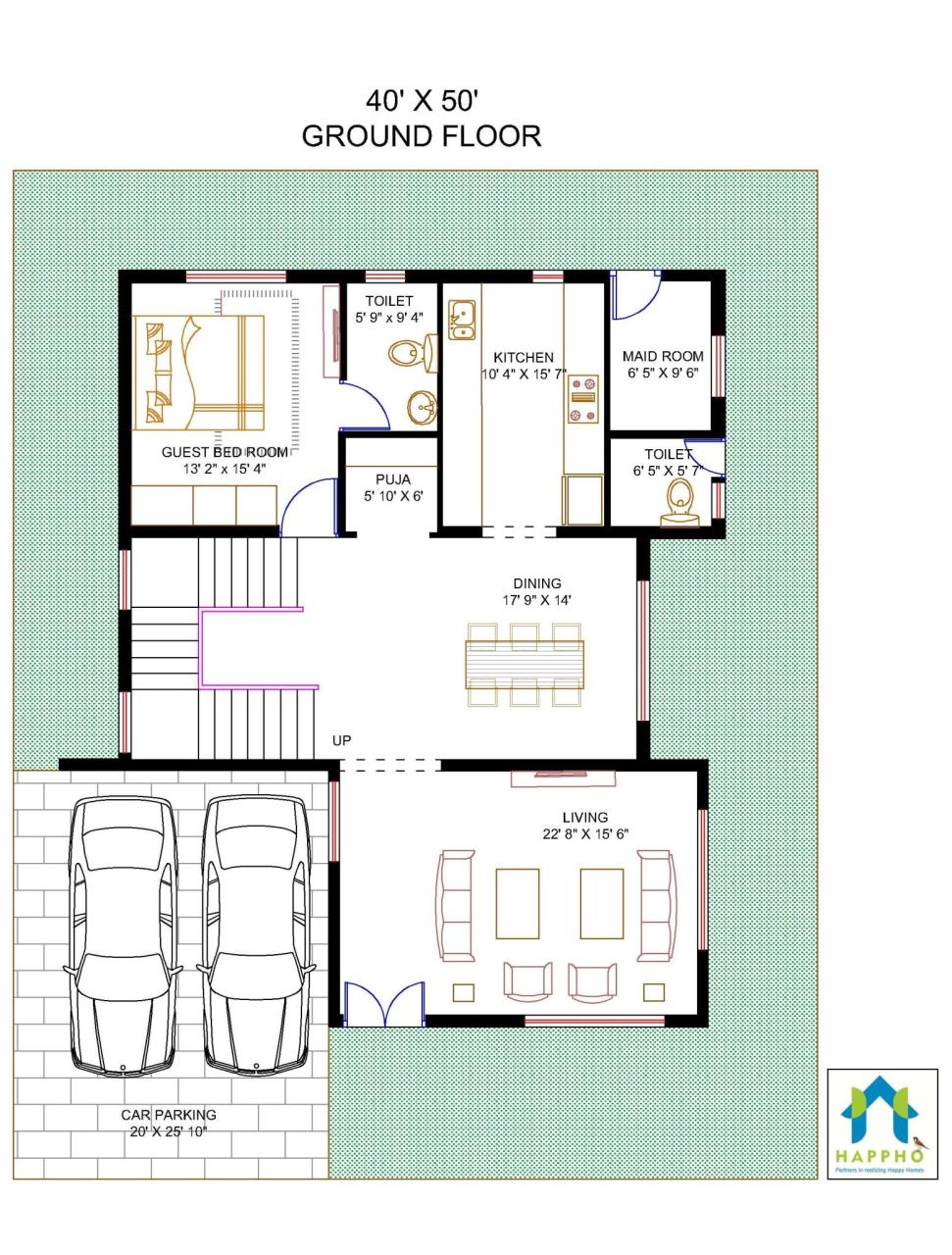 1540 Duplex House Plan 3d Home and Aplliances