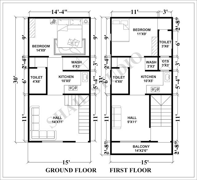 15X30 House plan with 3d elevation by nikshail Indian house plans