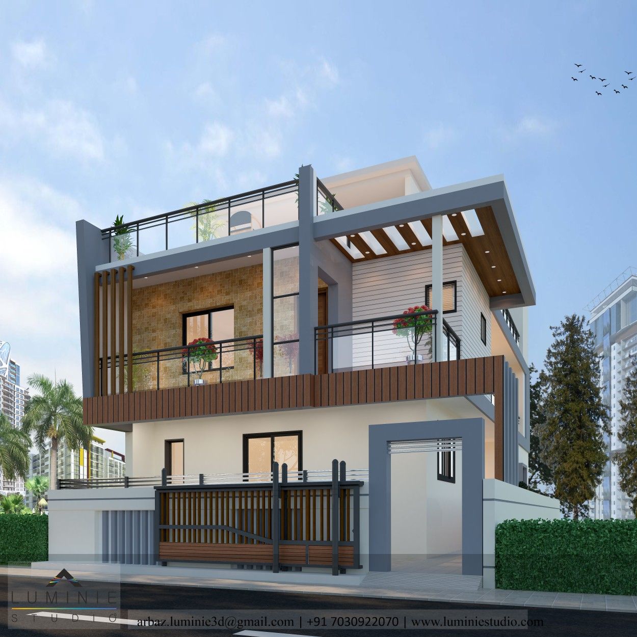 Exterior Elevation Design duplex 3D Renders Duplex house design