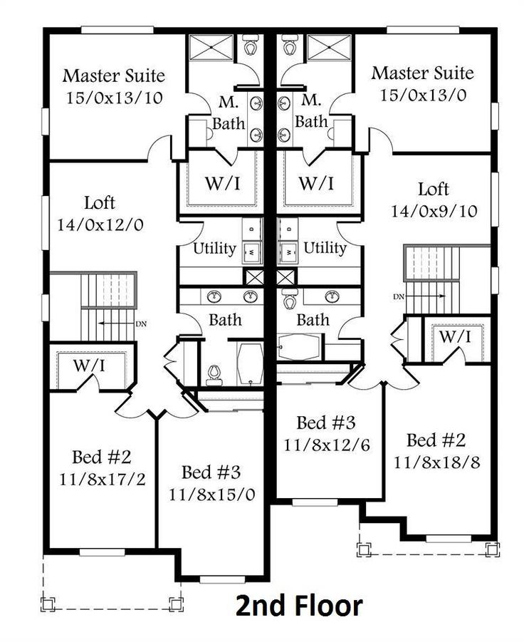 Plan 4387 2nd+Floor+Plan Duplex house plans, Duplex floor plans