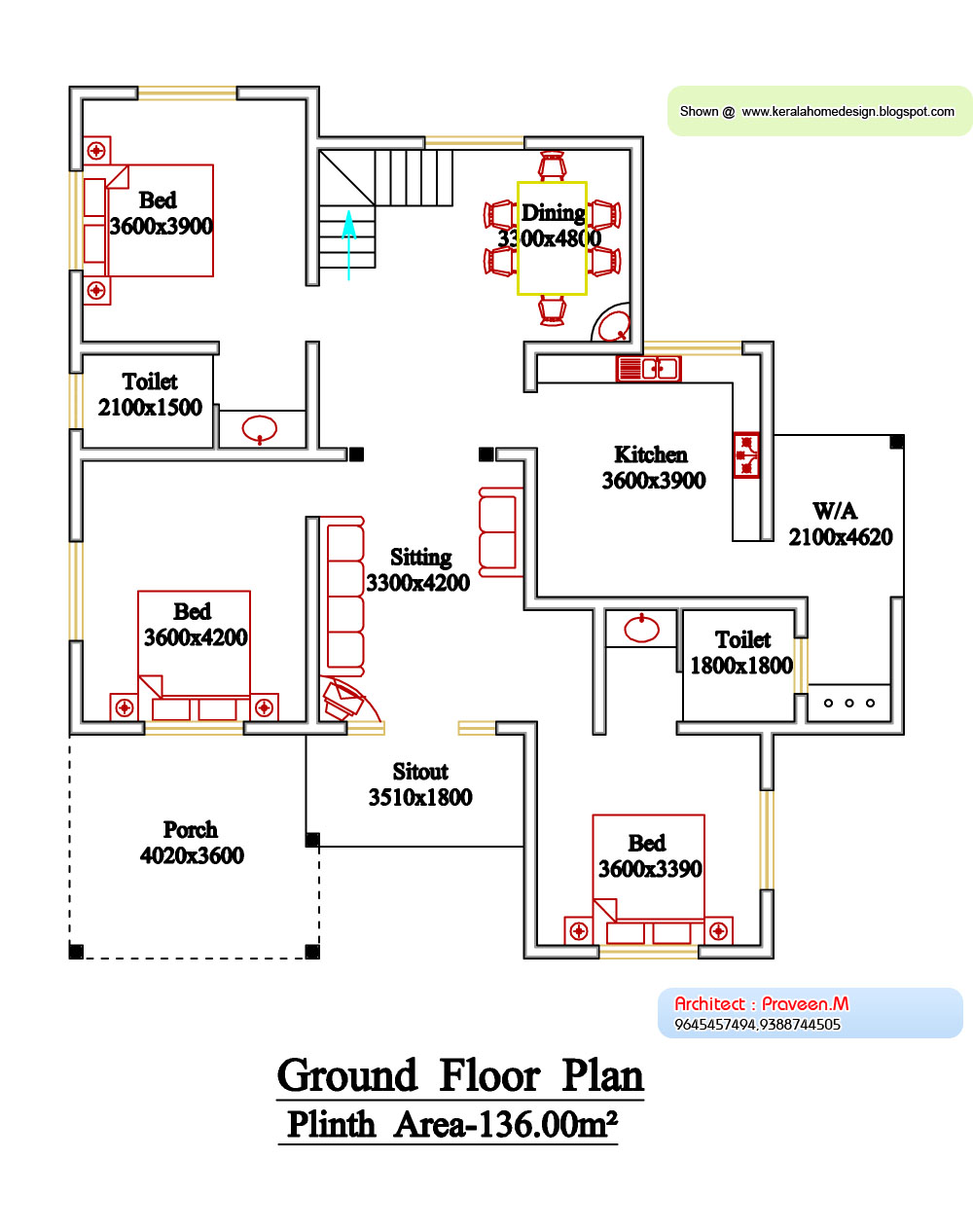 Kerala style floor plan and elevation 6 Kerala home design and floor