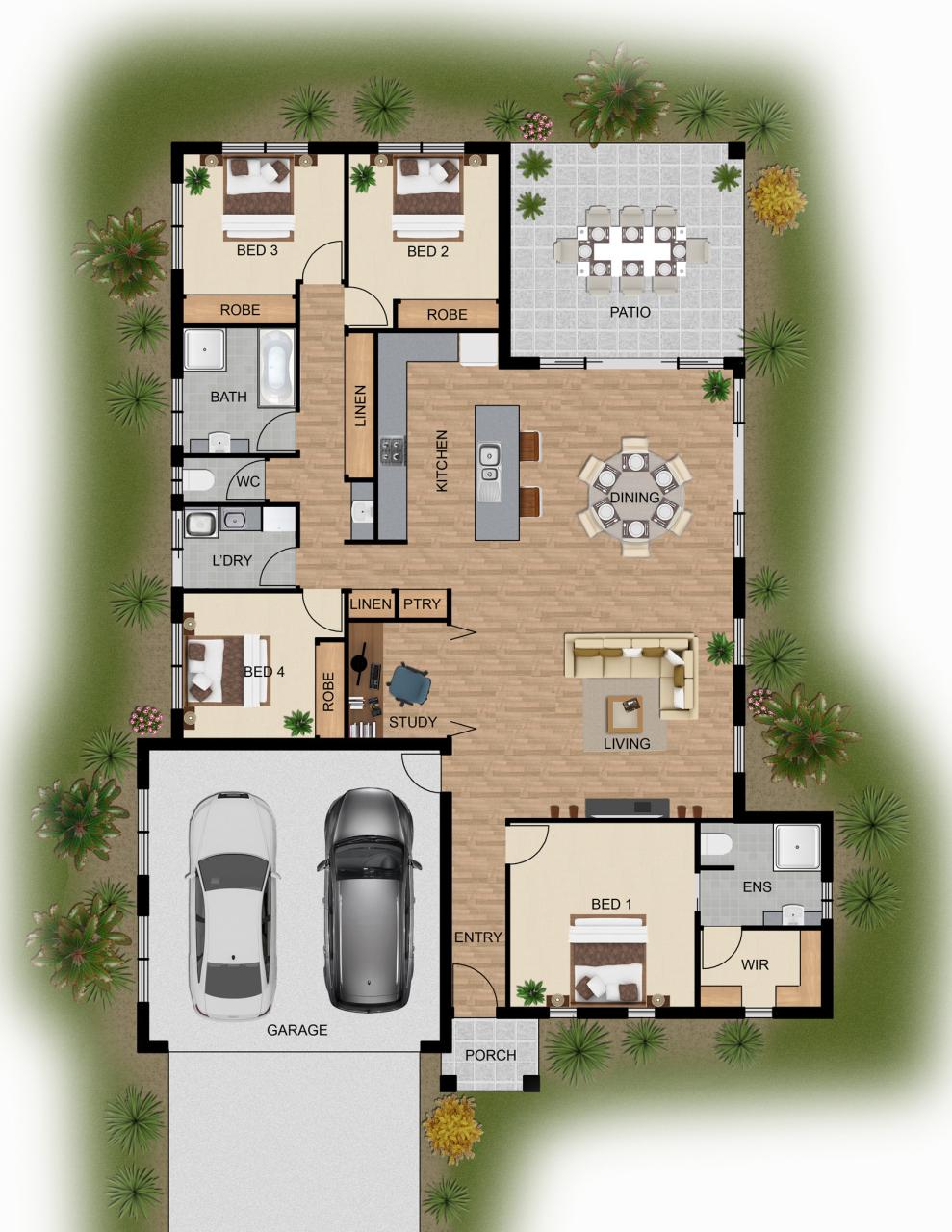 2D colour floor plan for a home building company Innisfail QLD 2D