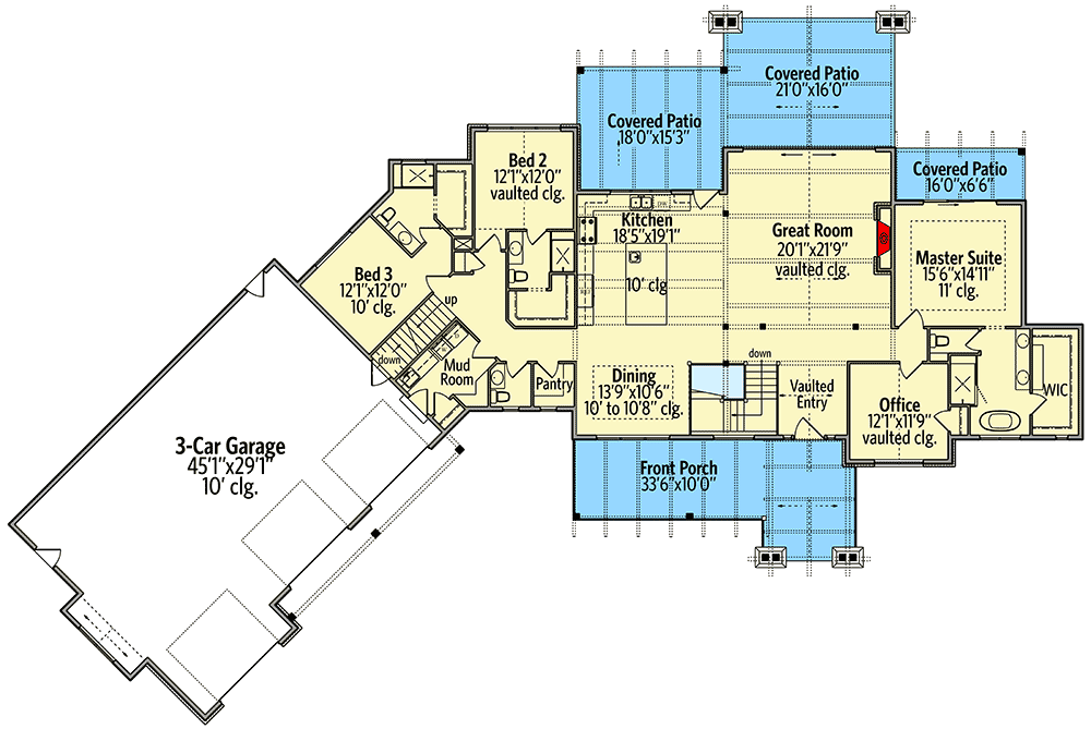 Exclusive Mountain Craftsman Home Plan with Angled 3Car Garage