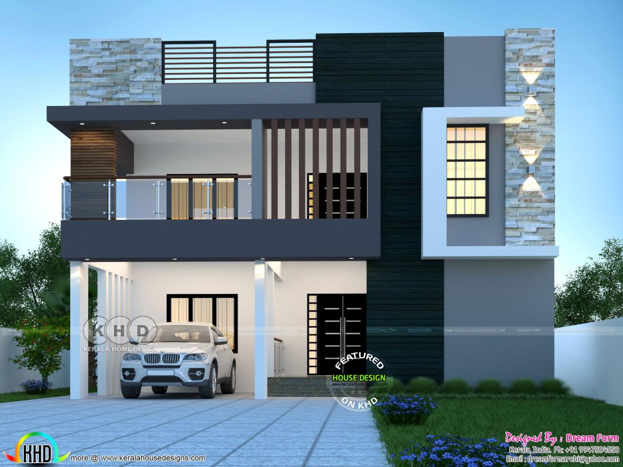 6 bedrooms 3840 sq.ft duplex modern home design Kerala house design