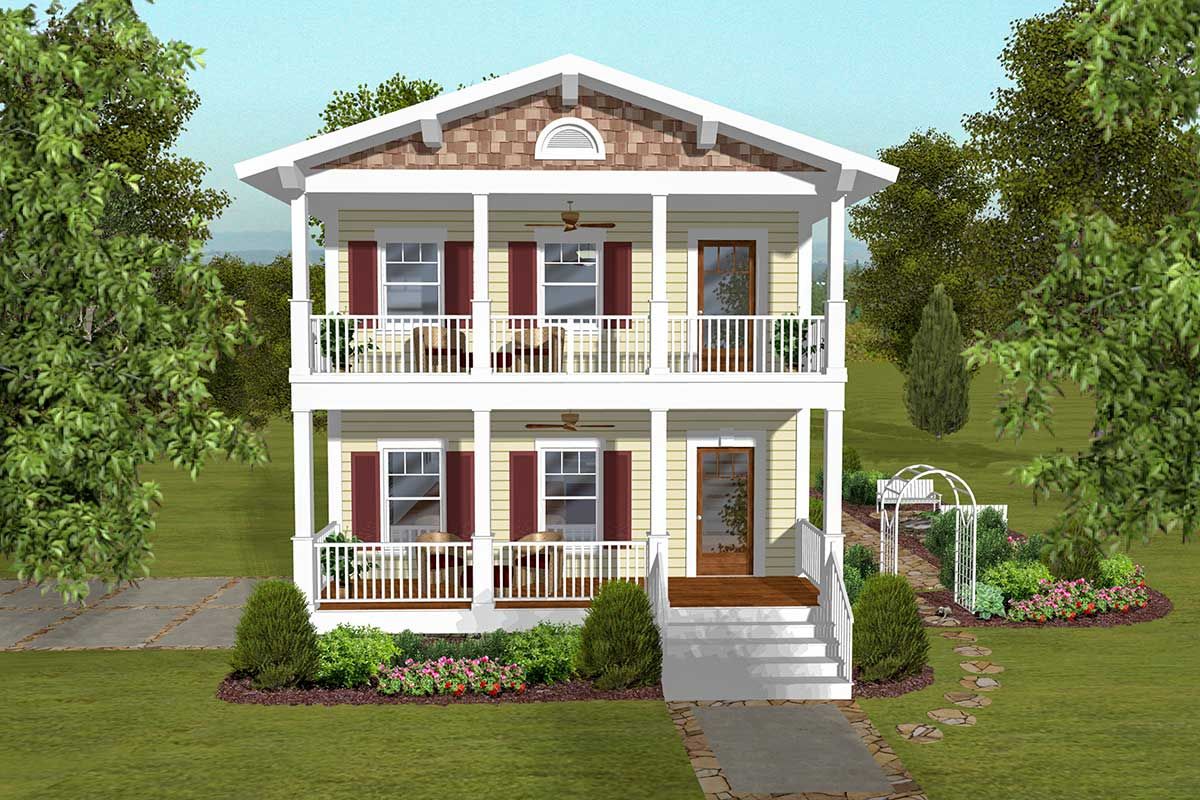 Plan 20145GA Narrow 2Story House Plan with DriveUnder Garage Ranch