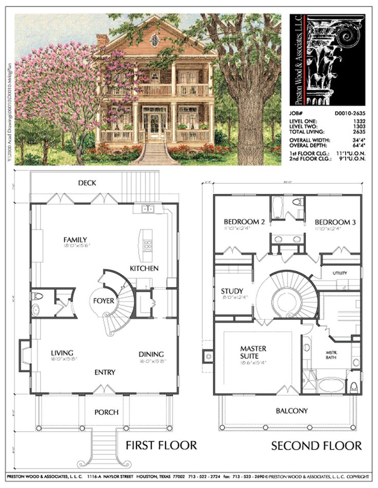 Best 2 Story House Plans, Two Story Home Blueprint Layout, Residential