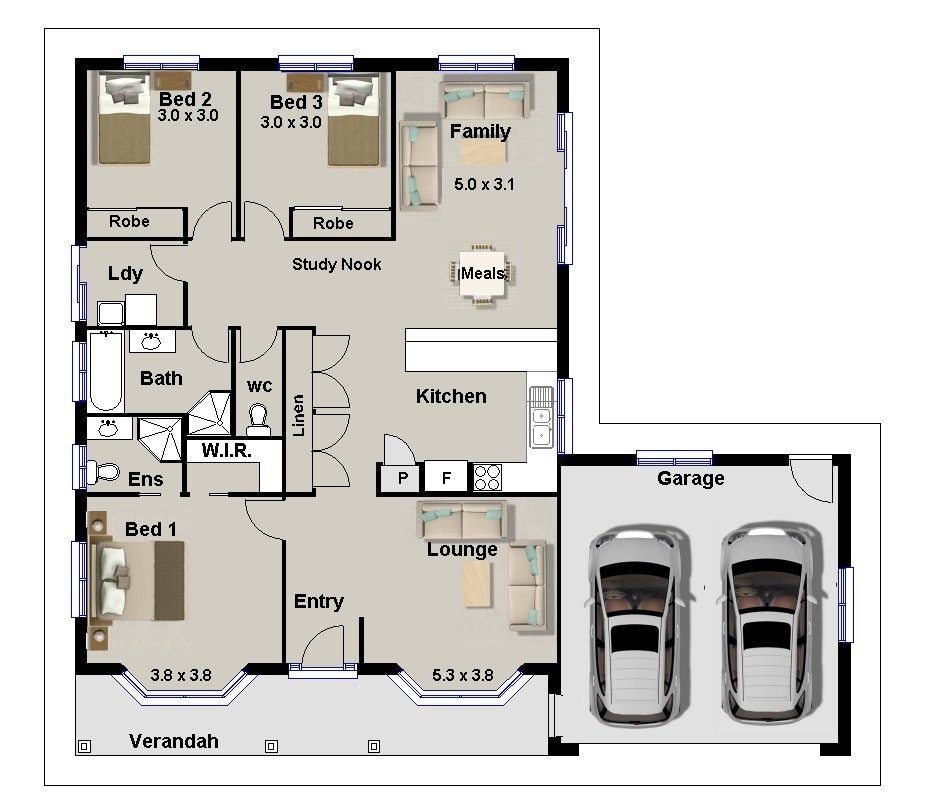 Elegant 3 Bedroom House Plans With Double Garage New Home Plans Design