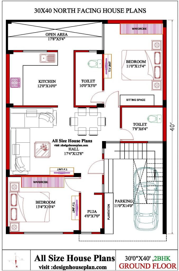 30x40 north facing house plans Top 5 30x40 house plans 2bhk & 3bhk